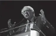  ?? OLIVIER DOULIERY/ABACA PRESS ?? Democratic presidenti­al candidate Bernie Sanders speaks at the “2019 We The People Membership Forum” on April 1 in Washington, D.C.