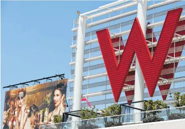  ?? ASSOCIATED PRESS FILE PHOTO ?? Starwood Hotels’ W Hollywood hotel logo is seen in Los Angeles. Starwood is calling off a $12.2 billion buyout agreement with Marriott in favor of an offer from a group of investors led by the Chinese insurance company Anbang.