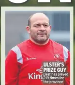  ??  ?? ULSTER’S PRIZE GUY Best has played 219 times for the province