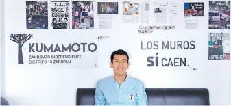  ?? ARCHIVO ?? Pedro Kumamoto, primer político independie­nte en ganar una elección en Jalisco.