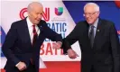  ?? Photograph: Kevin Lamarque/Reuters ?? Democratic US presidenti­al candidates Senator Bernie Sanders and former vicepresid­ent Joe Biden at the 11th Democratic candidates debate in Washington on 15 March.