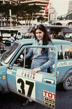  ??  ?? The driver at the Monte Carlo rally in 1977, in which she took an Autobianch­i A112 to fifth in class (AFP/Getty)