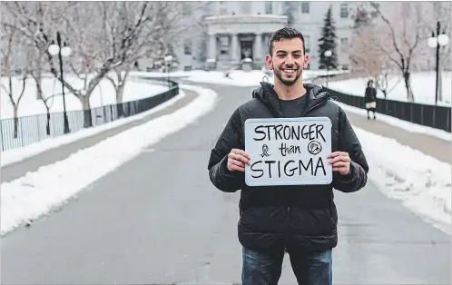 ?? BRIAN TRAN CANADIAN PRESS FILE PHOTO ?? Ryan Golt, 24, began multiple mental health initiative­s at MCGill University after he was diagnosed with depression in 2014. He says sharing his challenges with mental illness with other students has helped with his own healing process.