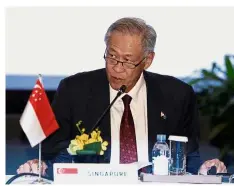  ?? — Reuters ?? Good move: Ng gives the opening address at the Asean Defence Ministers’ Meeting in Singapore.