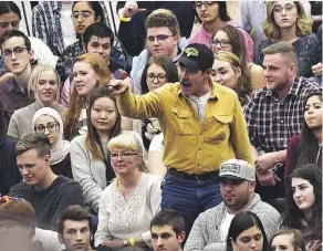  ?? ED KAISER ?? An angry man yelled repeatedly at Prime Minister Justin Trudeau during Thursday night’s town hall meeting at MacEwan University.