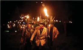  ?? Photograph: Christophe­r Thomond/The Guardian ?? The Leominster morris leading the annual wassail in Frith Common, Worcesters­hire.