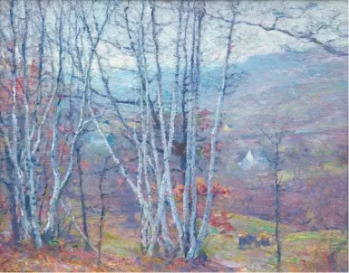  ??  ?? Robert Vonnoh (1858-1933), Pleasant Valley – Old Lyme, Connecticu­t, 1908. Oil on canvas, 16 x 20 in., signed lower left: ‘Vonnoh’; titled on verso stretcher.