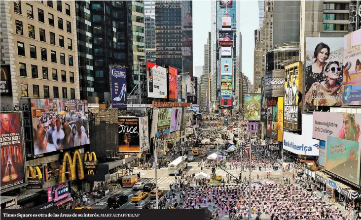  ?? MARY ALTAFFER/AP ?? Times Square es otra de las áreas de su interés.