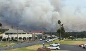  ?? Twitter/Dr Marisa Paterson MLA ?? The Bermagui-Coolagolit­e bushfire on Tuesday evening. NSW RFS confirmed reports properties had been lost but were not able to say the exact number or location. Photograph: