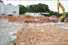  ??  ?? Limestone bedrock underlies the area where the city’s new wastewater treatment facility is being built.