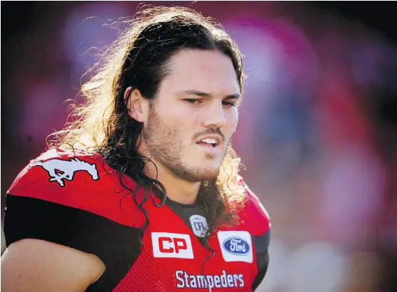  ?? AL CHAREST ?? Calgary Stampeders linebacker Alex Singleton has recorded 35 tackles in the last three games and is leading the league with 91 total tackles so far this season.