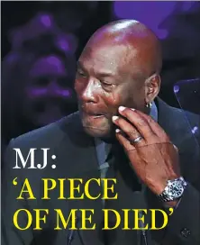  ?? REUTERS ?? Michael Jordan can’t hold back the tears during a memorial service for Kobe Bryant and his daughter Gianna on Monday.