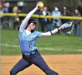  ?? KYLE FRANKO — TRENTONIAN FILE PHOTO ?? Notre Dame’s Rylee Michalak was the winning pitcher and hit a grand slam in Monday’s win against Robbinsvil­le.