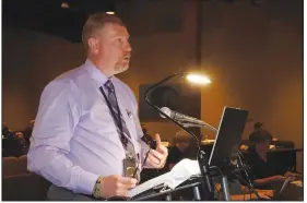  ?? (NWA Democrat-Gazette/Thomas Saccente) ?? Lance McAvoy, Fort Smith utility director, speaks during the Fort Smith Board of Directors regular meeting Tuesday.