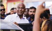  ?? - Reuters file ?? UPBEAT: Maldivian president-elect Ibrahim Mohamed Solih arrives at an event with supporters in Male, Maldives.