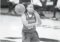  ?? SEAN RAYFORD AP ?? North Carolina State for ward Kayla Jones had 16 points and 12 rebounds against No. 1 South Carolina on Thursday night.