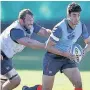  ??  ?? GRIPPING Robshaw tackles Lozowski in training yesterday