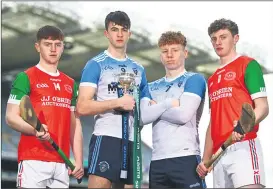  ?? ?? Joint captains Luke Keating and Shane Looney with the Magharafel­t joint captains, in Croke Park prior to their All-Ireland final in March.
