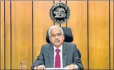  ?? PTI ?? Reserve Bank of India Governor Shaktikant­a Das. The sum distribute­d amounts to 95% of the ₹1.04 lakh crore budgeted by the government as dividend from the central bank.