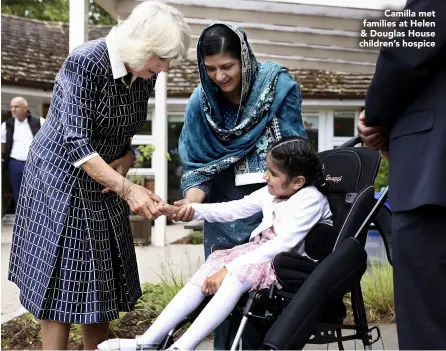  ??  ?? Camilla met families at Helen & Douglas House children’s hospice