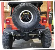  ??  ?? DV8 Offroad offers improves departure angles over OEM and a rock solid tire carrier.