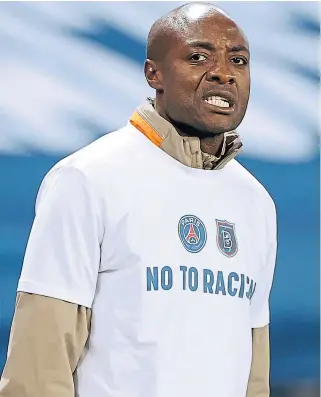  ??  ?? Istanbul coach Pierre Webo sends a clear message on racism ahead of Wednesday night’s completion of the match in Paris