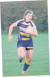  ??  ?? in action. Loughborou­gh Ladies Maria Crowfoot