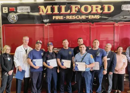  ?? Contribute­d photo ?? Milford firefighte­rs have a new three-year contact that the Board of Aldermen approved unanimousl­y on Monday night.