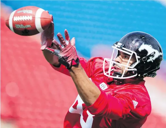  ?? LYLE ASPINALL ?? Wide receiver Juwan Brescacin is looking to play a bigger role for the Calgary Stampeders in his second season with the CFL team.