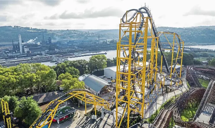  ?? Andrew Rush/ Post- Gazette photos ?? The Steel Curtain at Kennywood Park is the tallest roller coaster in Pennsylvan­ia.