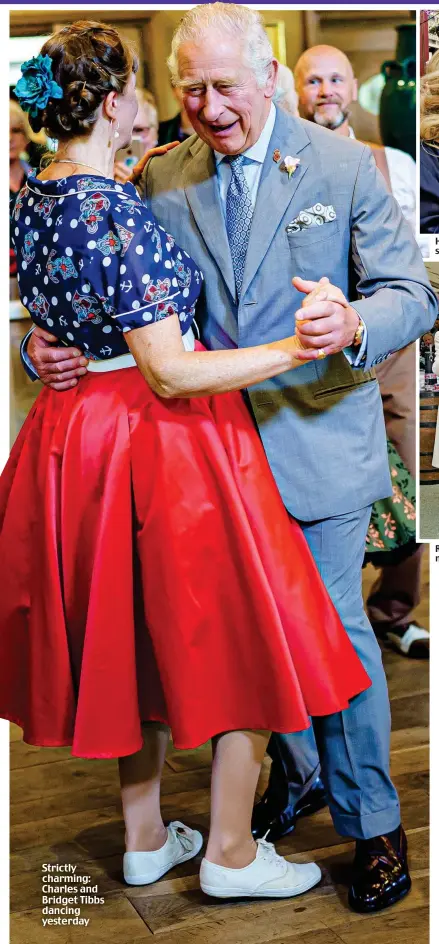  ?? ?? Strictly charming: Charles and Bridget Tibbs dancing yesterday