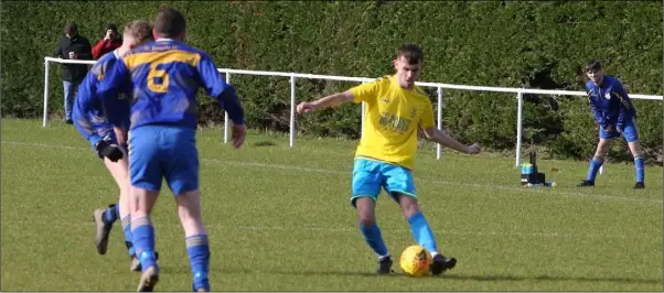  ??  ?? Niall Connolly of North End United whips in a cross.