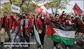  ?? PHOTO: GETTY IMAGES ?? Indonesian students protest about the war in Gaza