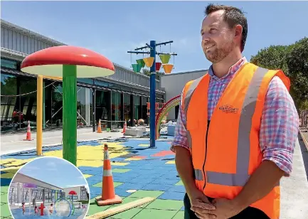  ?? PHOTO: KELVIN TEIXEIRA/STUFF ?? Ka¯piti Coast District Council recreation services manager Brent Harvey inspects the new splash pad at O¯ taki Pool before the complex reopens next week.