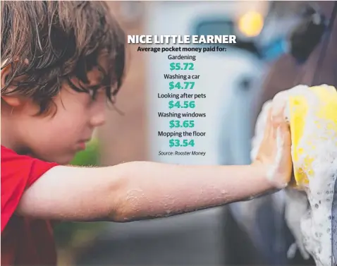  ??  ?? Washing the car earns most kids nearly $5. Picture: iStock