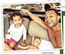  ?? INSTAGRAM JOHNLEGEND ?? RILEKS: John Legend (kanan) bersantai bersama Luna dan Miles Theodore Stephens di sebuah vila di Bali.