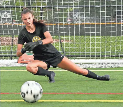  ?? BARBARA J. PERENIC/COLUMBUS DISPATCH ?? Abby Reisz, a senior goalie at Upper Arlington, was voted the No. 1 player in the state. Reisz is committed to Tennessee and was named to the player pool for the U18 national team in May.