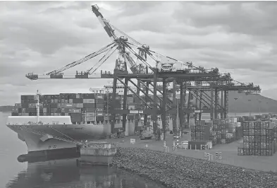  ?? HANDOUT ?? The MV COSCO Fortune calls at the Port of Prince Rupert’s Fairview terminal to deliver cargo. In the first half of 2018, Prince Rupert’s container volumes surged by 19 per cent from the same period last year.