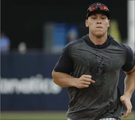  ?? THE ASSOCIATED PRESS ?? New York Yankees’ Aaron Judge runs during a spring training baseball workout Thursday, Feb. 20, 2020, in Tampa, Fla.