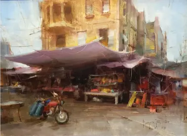  ??  ?? 3
Bryan Mark Taylor, Market Day, oil on panel, 12 x 16"
3