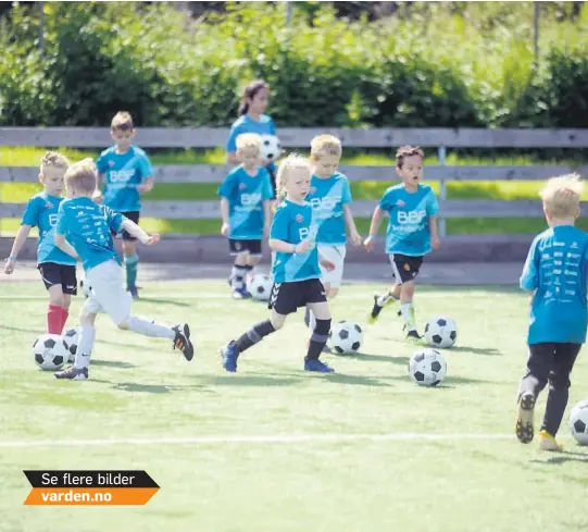  ?? ALLE FOTO: PÅL LUNDSHOLT ?? JUBILEUM: I overkant av 180 unge fotballspa­rkere var med på Amadeus fotballsko­le i helgen. Det tiende i rekken.