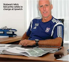  ??  ?? Stalwart: Mick McCarthy while in charge at Ipswich