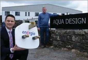  ??  ?? Energy provider Energia has signed a new electricit­y supply deal with Killorglin based metal fabricator­s Aqua Design. Pictured are Diarmuid O’Callaghan, Operations Manager, Aqua Design and Aidan Brennan, Energia.