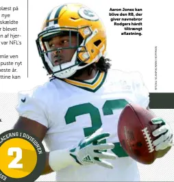  ??  ?? Aaron Jones kan blive den RB, der giver navnebror Rodgers hårdt tiltraengt aflastning.