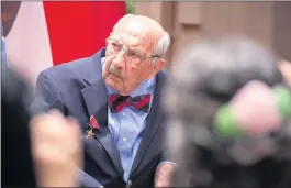  ?? PHOTO BY CHUCK BENNETT ?? Former Army Pfc. Ubaldo J. Ciniero receives his Bronze Star Medal for meritoriou­s achievemen­t in active ground combat during WWII on Tuesday in Rancho Palos Verdes.