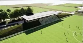  ?? FOTO BENAS ARCHITECTU­UR ?? Het nieuwe clubgebouw van Lutlommel vv zal er zo uitzien. Er komt ook een nieuwe tribune en veld.