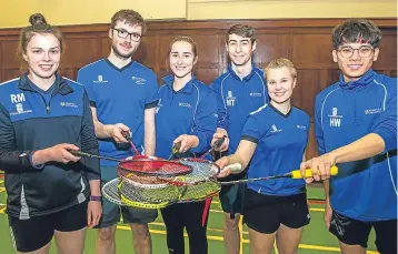  ??  ?? The Abertay University team who took part in the Dundee and District Badminton Associatio­n Cup Final. From left — Rachael McDonald, Matthew Taylor, Emma Wylie, James McNeil, Annie Hjerthen and Anthony Ong. The weekly badminton round-up appears every...