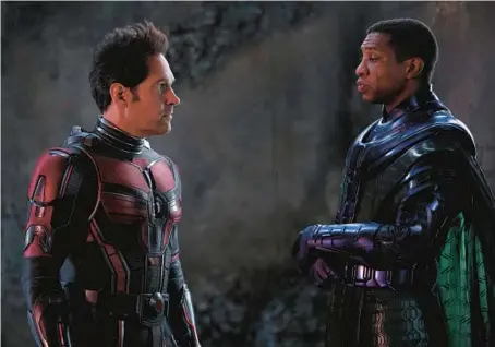  ?? JAY MAIDMENT/AP ?? Paul Rudd and Jonathan Majors in “Ant-Man and the Wasp: Quantumani­a.”