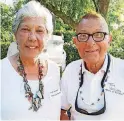  ?? [OKLAHOMAN ARCHIVES PHOTO] ?? Jim Vallion, cofounder of ValGene Associates and owner of Trochta’s Flowers since 1980, pictured with his sister, Maggie Barrett. Vallion passed away at the age of 87 over the weekend.