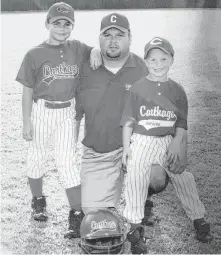  ?? Photos courtesy of Baldree family ?? Cagan, left, and Callahan, right, Baldree were often coached in youth basball by their late father, Cody.